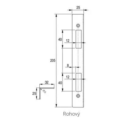 Protiplech 205x25x32x1,5 rohový