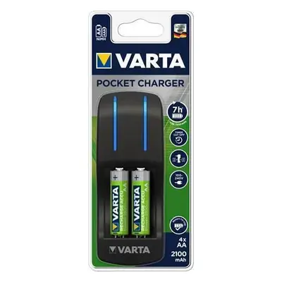 Nabíječka baterií Varta pocket charger + 4ks AA R6 2100mAh