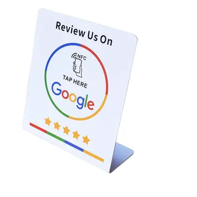 NFC stojánek NTAG216 140x120x1,5mm Google review bílý