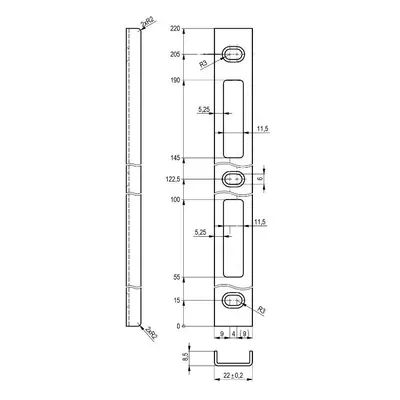 Protiplech 220x22x8,5x1,5 U