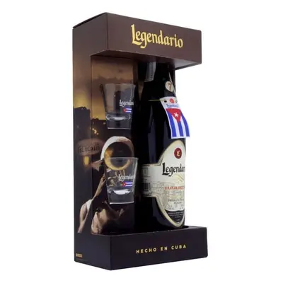 Ron Legendario Legendario Elixír de Cuba se skleničkami 34 % 0,7 l (dárkově baleno)