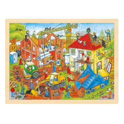 Puzzle na desce - Velké A3, Staveniště, 96ks (Goki)