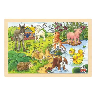 Puzzle na desce - Mláďata zvířátek, 24 dílků (Goki)