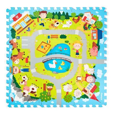 Puzzle pěnové - 30x30cm, 9ks, Vesnice (Plastica)