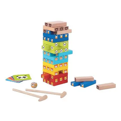 Jenga barevná - S zvířátky dřevěná (2Kids Toys)