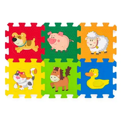 Puzzle pěnové - 15x15cm, 6ks, Zvířátka (Plastica)