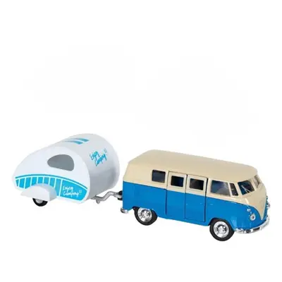 Kovový model - Auto Volkswagen T1 Bus (1963) + přívěs, 1:34-39