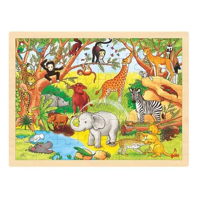 Puzzle na desce - Velké A3, Africká zvířata, 48ks (Goki)