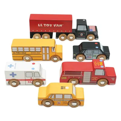 Vláčkodráha auta - Set dřevěných autíček New York (Le Toy Van)