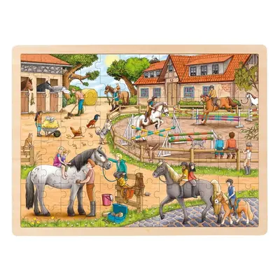 Puzzle na desce - Velké A3, Jezdecká škola, 96ks (Goki)