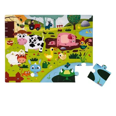 Puzzle hmatové - Dotykové, Zvířátka na farmě, 20ks (Janod)