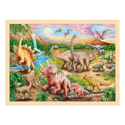 Puzzle na desce - Velké A3, Dinosauří tah, 96ks (Goki)