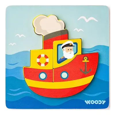 Puzzle pro nejmenší - Vkládačka, Baby lodička (Woody)