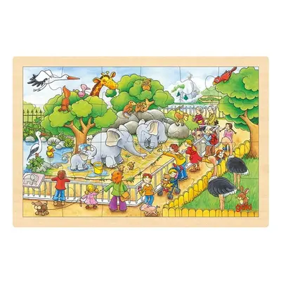 Puzzle na desce - Návštěva ZOO, 24ks (Goki)