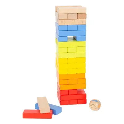 Jenga barevná - Duhová s kostkou dřevěná (Small foot)