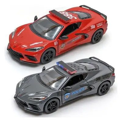 Kovový model - Auto Corvette (2021) policie-hasiči, 1:36, 1ks