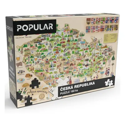 Puzzle z kartónu - Mapa České republiky, 160ks (Popular)