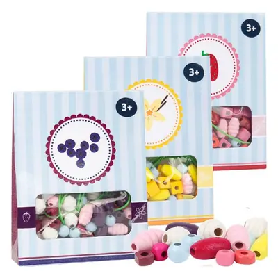 Navlékací perle - Set korálků, Candy dřevěné, 1ks (Small foot)