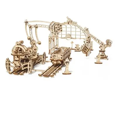 Ugears 3D mechanické puzzle Železniční jeřáb manipulátor 354 ks