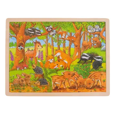 Puzzle na desce - Velké A3, Lesní mláďata, 48ks (Goki)