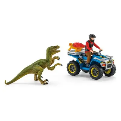 Schleich - Dinosaurus set, Útěk před Velociraptorem na čtyřkolce