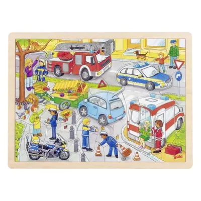 Puzzle na desce - Velké A3, Policejní zásah, 56ks (Goki)