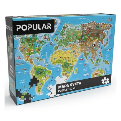 Puzzle z kartónu - Mapa světa CZ, 160ks (Popular)