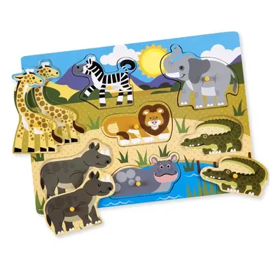 Puzzle vkládací - Safari dřevěné, 8ks (M&D)