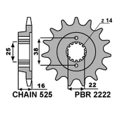 Ozubené kolo přední PBR 22221418NC (PBR ozubené kolo přední 2222 14 18NC)