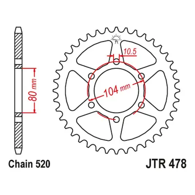 Rozeta JT SPROCKETS JTR478.46ZBK (05-13, 47846JTZBK) (JT rozeta 478 46 (05-13), Z750 (47846JTZBK