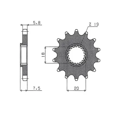 Ozubené kolo přední SUNSTAR SUN34412 (JTF326.12, 34012JT) (SUNSTAR ozubené kolo přední 340 12 (J