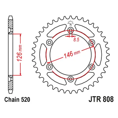 JT Sprockets rozeta JTR808.39 (-2, 80839JT) (Zadní ozubené kolo JT Sprockets JTR808.39)