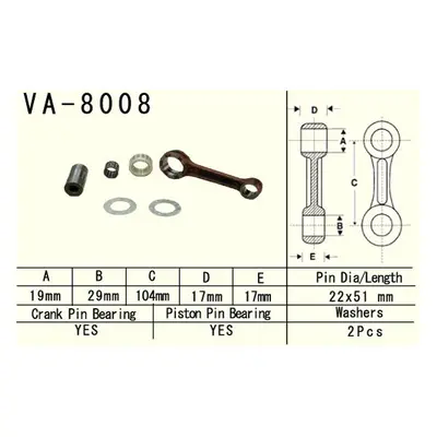 Ojniční sada VESRAH VA-8008 (VESRAH ojniční sada KAWASAKI KX 125 (KX125) 98-02 (VA8008) vyrobeno