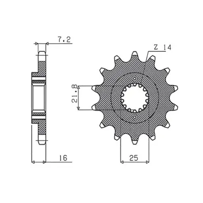 Ozubené kolo přední SUNSTAR SUN41514 (-1, JTF740.14, 205014JT) (SUNSTAR ozubené kolo přední 2050