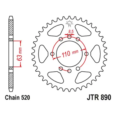 Rozeta JT SPROCKETS JTR890.42ZBK (467542JTZBK) (JT rozeta 4675 42 (467542JTZBK) barva černá)