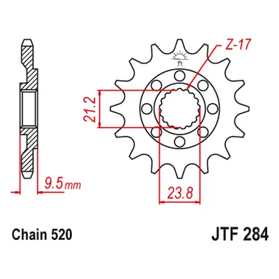 JT řetězové kolo přední 342 14 HONDA CR 250 88-07, CRF 450 02-25, CRF 250R 22-25, TRX 450/700 (3