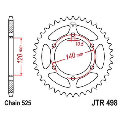 JT rozeta 5301 38 KAWASAKI ZR7 (99-04) (530138JT) (řetěz 525) (JT rozeta 5301 38 KAWASAKI ZR7 (9