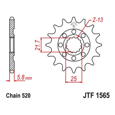 Řetězové kolo přední JT SPROCKETS JTF1565.12 (214112JT) (JT řetězové kolo přední 2141 12 (214112