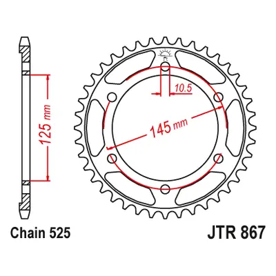 JT Sprockets rozeta JTR867.43 (4TX, 86943JT) (Zadní ozubené kolo JT Sprockets JTR867.43)