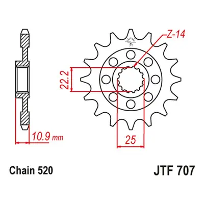 Ozubené kolo přední JT SPROCKETS JTF707.17 (214517JT) (JT ozubené kolo přední 2145 17 (214517JT)