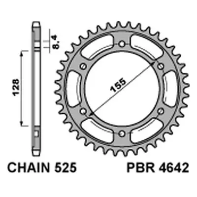 PBR rozeta 4642 38 C45T (13-'20, JTR893.38) (Zadní ozubené kolo PBR 4642 38 C45T)