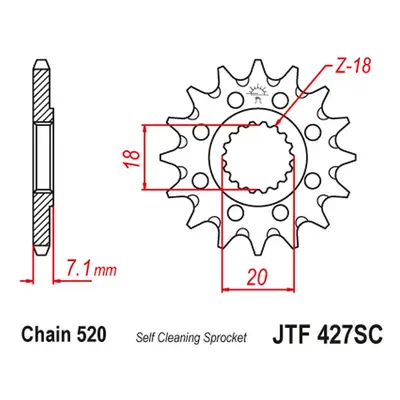 Řetězové kolo přední JT SPROCKETS JTF427.13SC (43213JT) (JT řetězové kolo přední 432 13 samočist