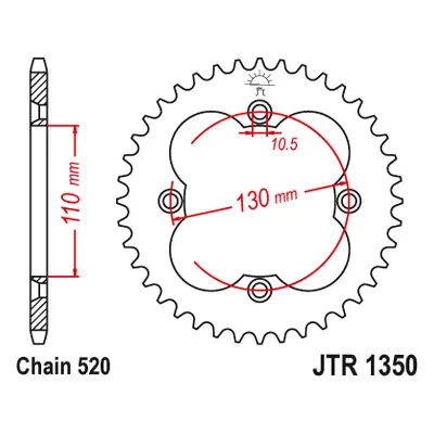 JT Sprockets rozeta JTR1350.38 (430338JT) (Zadní ozubené kolo JT Sprockets JTR1350.38)