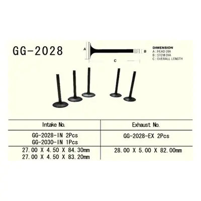 Sací ventil VESRAH GG-2028-IN (VESRAH sací ventil YAMAHA YZF 400/426 (2 na vozidlo) vnější (5BE-