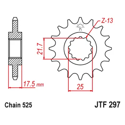 JT řetězové kolo přední 2041 15 HONDA CB 500 94-03, CBF 500 04-08 (JTF297.15)* (řetěz 525) (JT ř