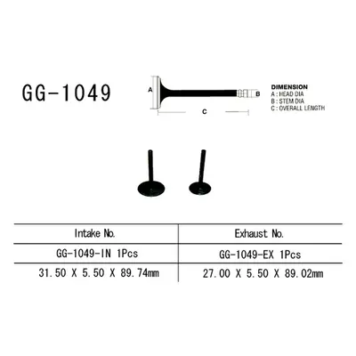 Sací ventil VESRAH GG-1049-IN (VESRAH sací ventil HONDA CRF 230 03-20 (14711-KBB-900) (1 kus) vy