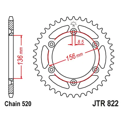 JT Sprockets rozeta JTR822.43 (08-09, 90-03, 91-96, 70243JT) (Zadní ozubené kolo JT Sprockets JT