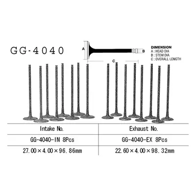 Výfukový ventil VESRAH GG-4040-EX (VESRAH výfukový ventil KAWASAKI ZX 6R 95-02, ZZR 600 06-08 (1