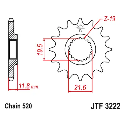 JT Sprockets ozubené kolo JTF3222.12 (218012JT) (Přední ozubené kolo JT Sprockets JTF3222.12)