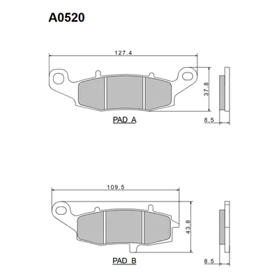 Brzdové destičky NISSIN A0520 (NISSIN brzdové destičky KH229 PREMIUM SEMI-METALLIC (sintrované 